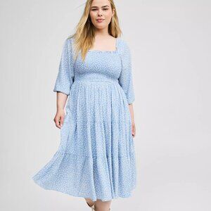 Torrid Midi Gauze 3/4 Length Sleeve Dress sz 1  /FREE GIFT WITH  PURCHASE!